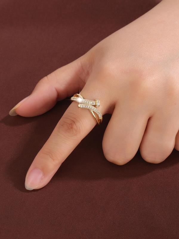 Women's Elegant Nut Design Rhinestone Decorated Ring, Exquisite Trendy Ring, Fashionable Jewelry for Women As Gift 8