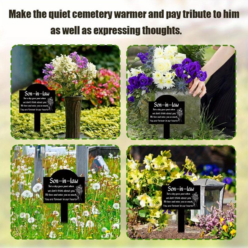 Son-in-law Memorial Acrylic Garden Stake, 1 Count Memorial and Sympathy Plaque, Simple Outdoor Cemetery Waterproof Decoration, Suitable for Yard Lawn Garden Decoration 2