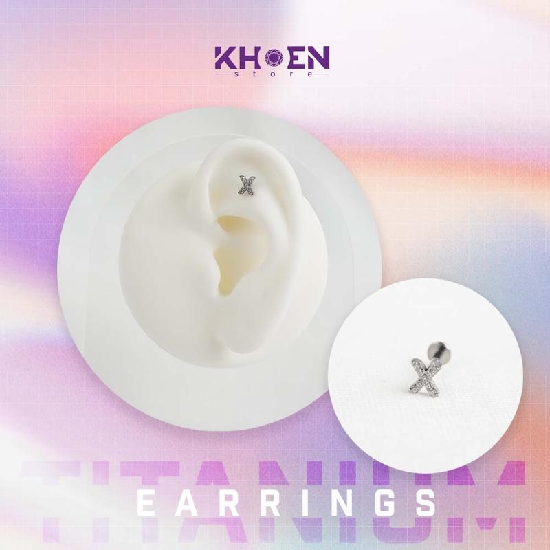 (1 Chiếc) Khuyên Chữ X Đá - Titanium G23 - Khoen Store 3