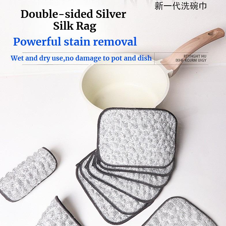 Dual-use silver silk cotton yarn dishwashing rag double-side - TikTok ...