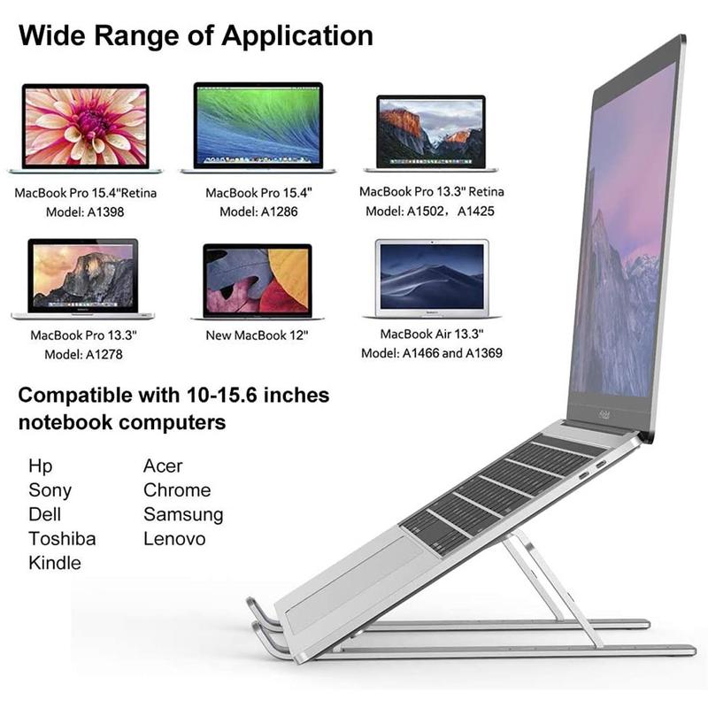 Product Introduction of 24-hour shipping+spot inventory+COD Portable Aluminum Alloy Notebook Stand Folding Laptop Stand Holder for Macbook Air Pro Adjustable Computer Bracket 28