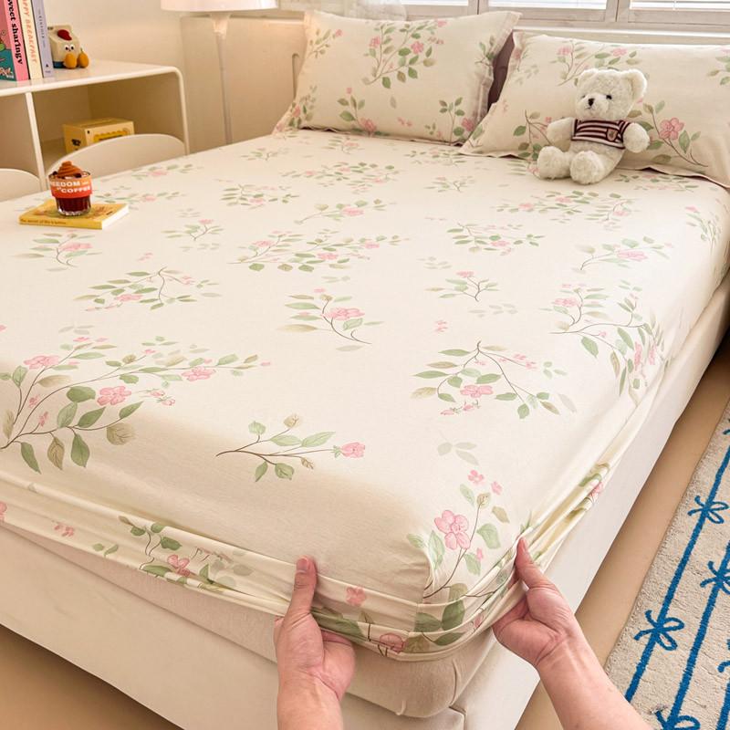 100% Cotton Fittedsheet Single Queen King bedsheet 3feet 3.5feet 5feet 6feet 7