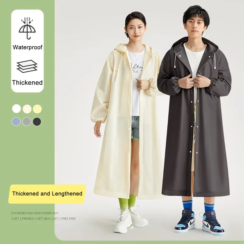 Áo mưa EVA, Áo mưa dài dành cho người lớn, không thấm nước, thích hợp để cắm trại, đi bộ đường dài và các môn thể thao ngoài trời, có thể tái sử dụng, áo mưa một mảnh, dành cho người lớn, quần áo mưa 1