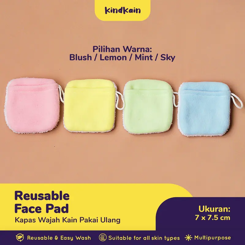 KindKain Kapas Kain Wajah Muka Cuci Pakai Ulang Reusable Cotton Pad 5