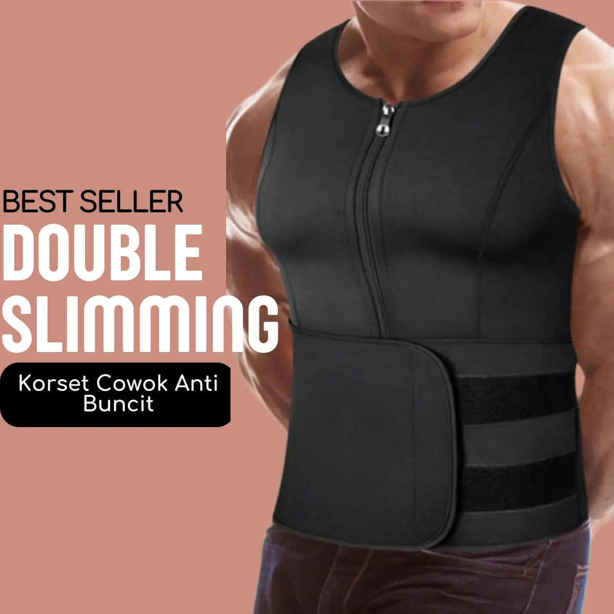 Korset Olahraga Pria Pengecil Perut Buncit Pakaian Thermal Neoprene Corset Cowok PRIA VELCRO