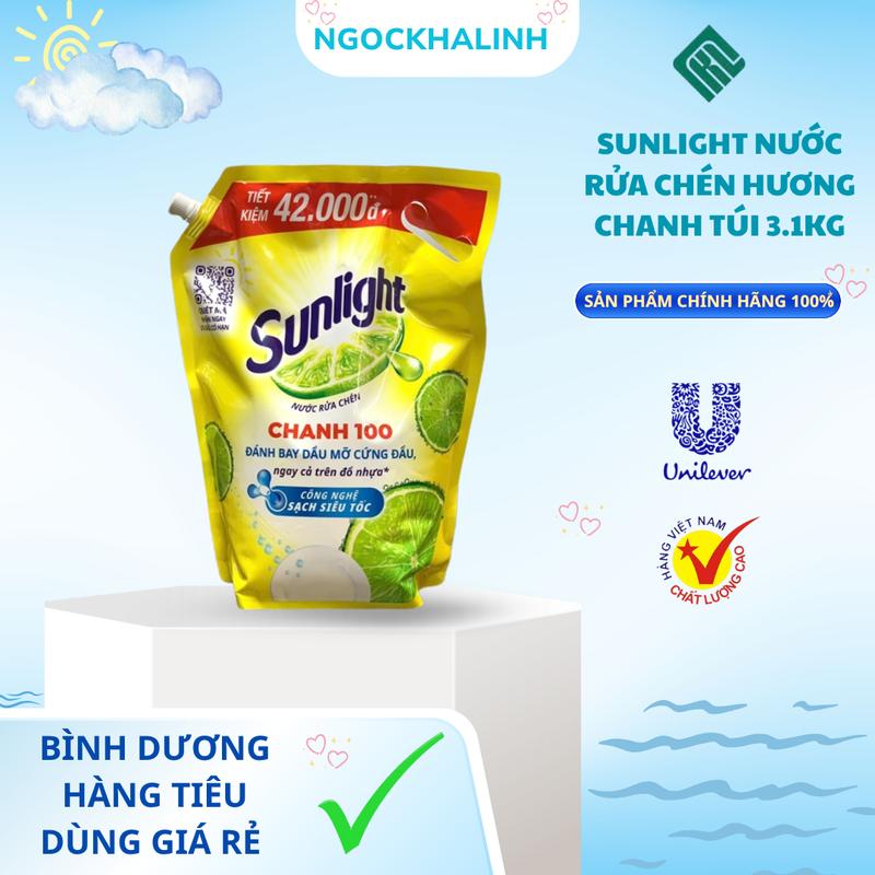 Sunlight Nước rửa chén hương chanh túi 3.1kg