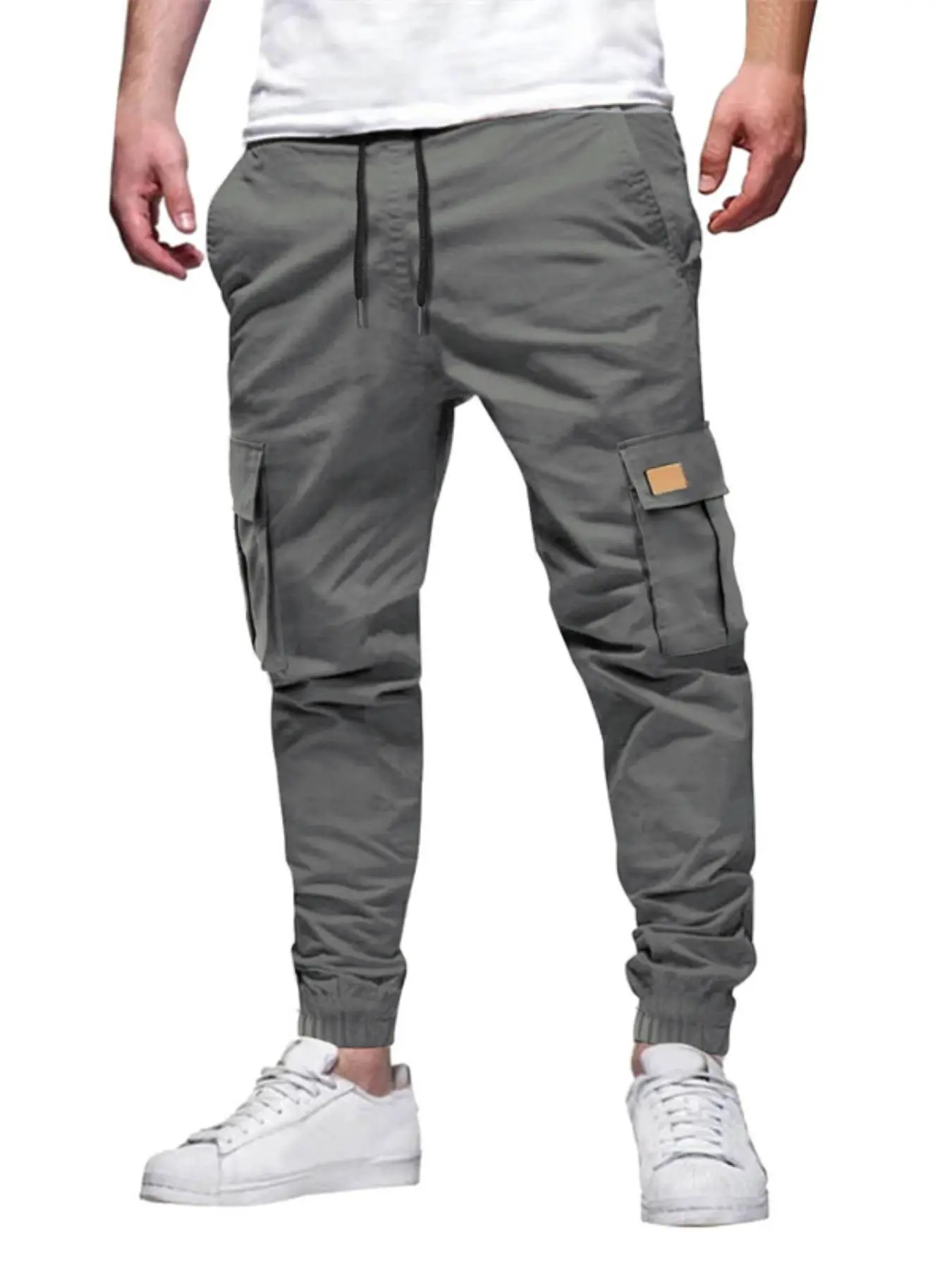 Men's Solid Flap Pocket Cargo Pants, Regular Fit Casual Street Fashion Trousers for Spring & Fall, Men's Bottoms for Daily Wear