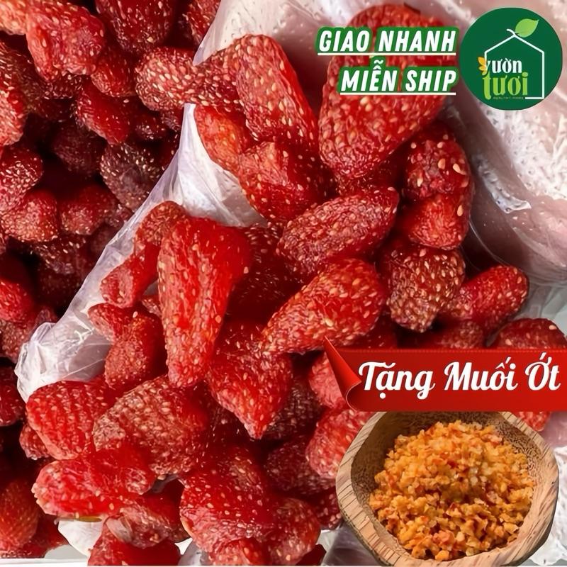 Dâu Tây Sấy Dẻo Chua Ngọt LOẠI NGON XUẤT KHẨU Tặng Kèm Muối Ớt Rang Vườn Tươi Food