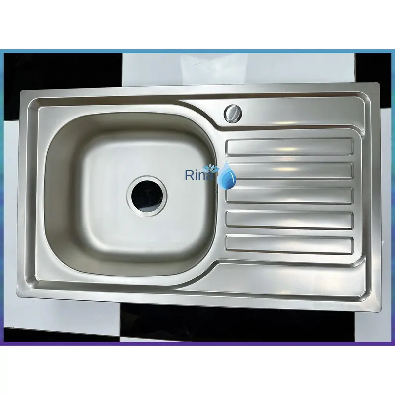 Bồn Rửa Chén Bát Inox 1 Hộc 1 Cánh Rina C08 KT 75x45cm Chậu Rửa Chén Inox 1 hố Kèm Vòi Rửa Chén Lạnh và Bộ Xả Chống Hôi 3