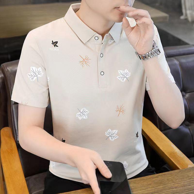 Product Introduction of Pure Cotton Summer New Men's Short-sleeved T-shirt Casual POLO Shirt with Versatile Lapel Short-sleeved Top acid  wash 10