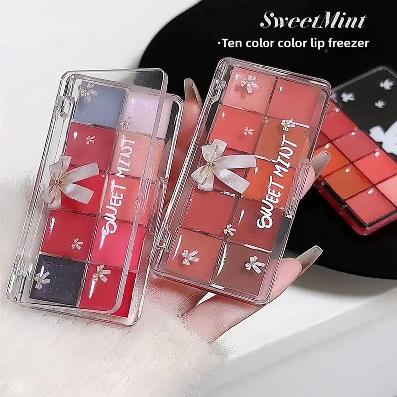 Son Kem, Son Môi 10 Màu, Bảng Màu Sweetmint, Dòng Công Chúa, Dưỡng Ẩm, Không Dễ Dán Vào Cốc, Son Môi tráng Gương 2