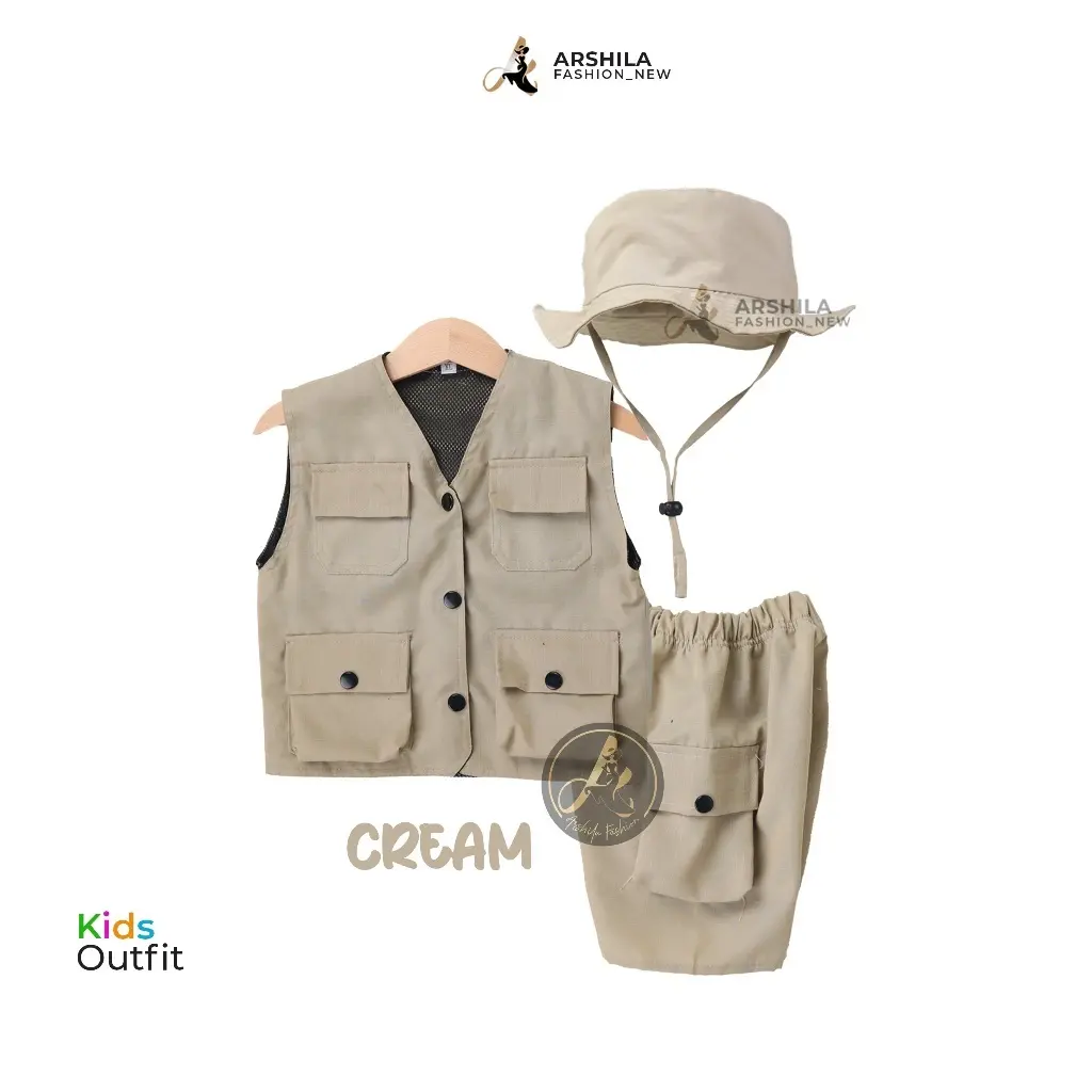 SETELAN BAJU ROMPI SAFARI BAYI BALITA USIA 2 bln-4 thn/SAFARI SET ZOO/PAKET BAJU SAFARI/VEST ANAK OUTDOOR