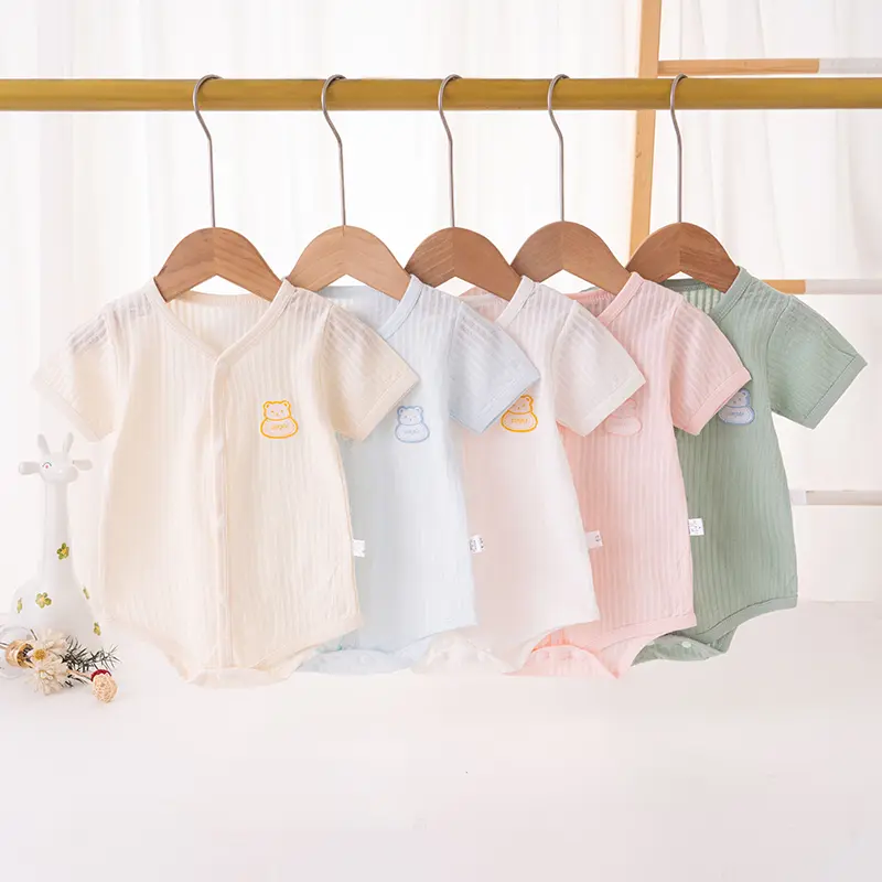Áo liền quần ngắn tay, Jumpsuit vải Cotton cho bé trai và bé gái sơ sinh 3-14kg, hàng QC - BC17