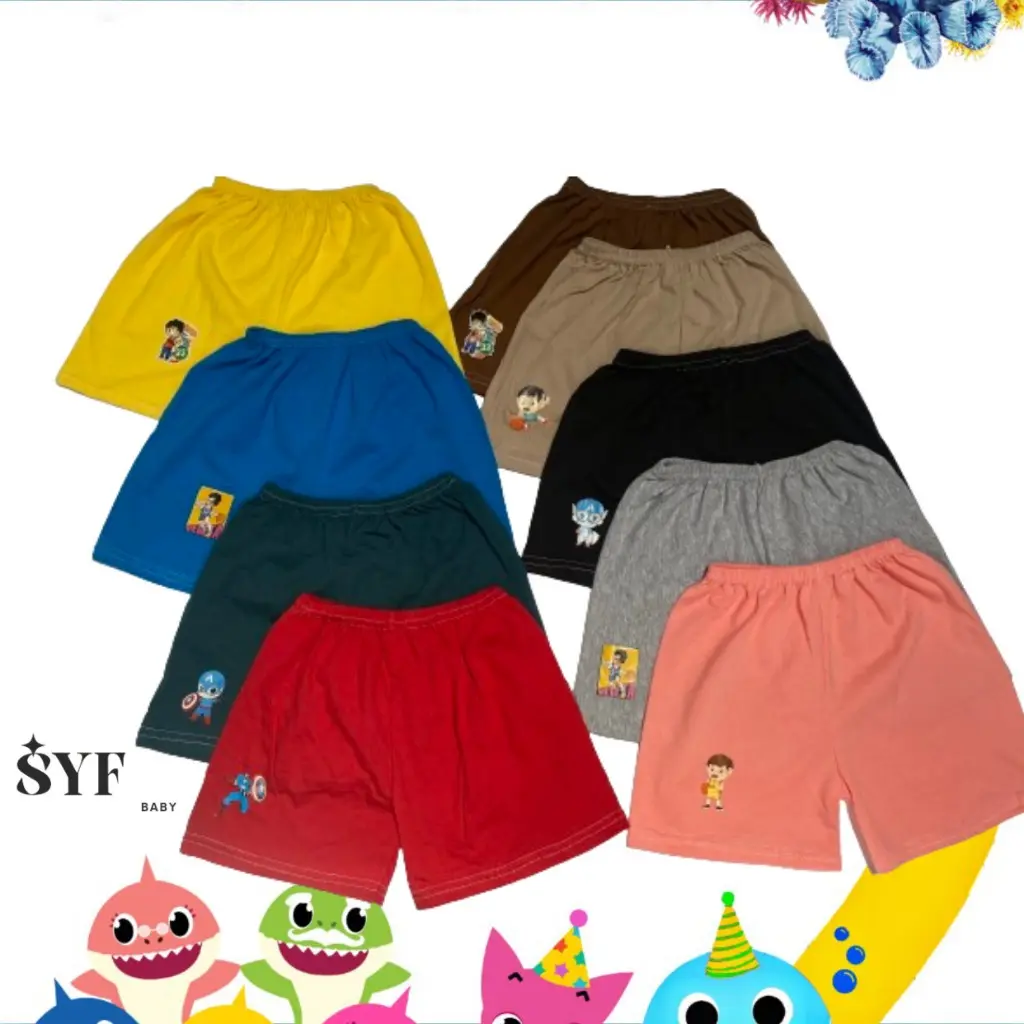 GROSIR CELANA ANAK / CELANA LUSINAN / 12 PCS CELANA WARNA STICKER