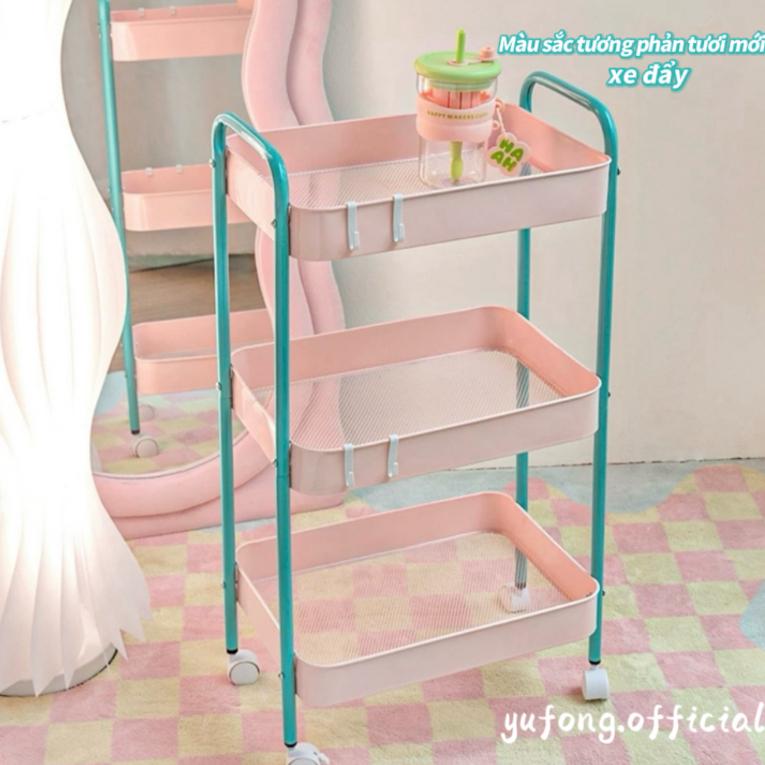 Xe đẩy màu tương phản giá đựng đồ ăn nhẹ đặt trên sàn sức chứa lớn giỏ treo đầu giường ký túc xá giá đựng đồ di động nhi Kitchen kệ  để  đồ  ăn  nhà  bếp