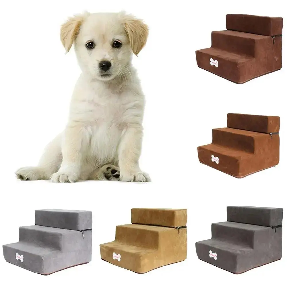 3 Steps Anti Slip Sponge Pet Stairs for Small Cats Dog Breathable Mesh Foldable Pet Bed Climbing Ladder Pet Products Perro