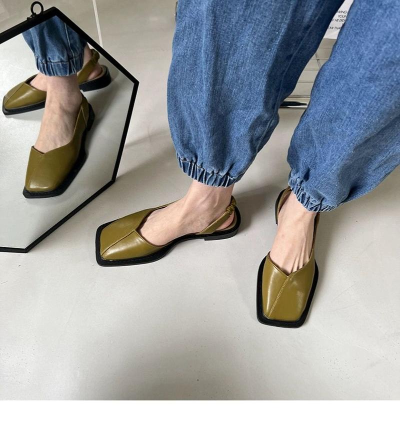 Product Introduction of Internet Celebrity Closed Toe Sandals for Women 2024 Spring and Summer New French Retro Flat Square Toe Shoes Niche Sandals Ins Fashion 4