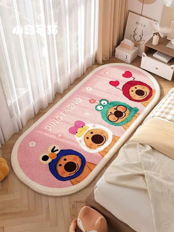  Thảm phòng ngủ chân giường lông cừu hình con vật cute đáng yêu làm decor siêu đẹp 50x120cm 