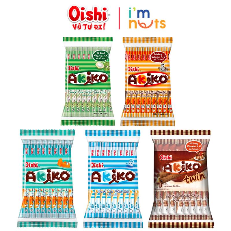 Snack que nhân kem Akiko Oishi đủ vị gói 140g