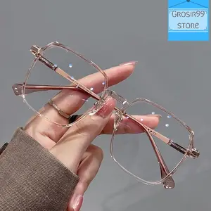 BG006AR Kacamata Anti Radiasi Wanita Pria Lensa Square Replaceable