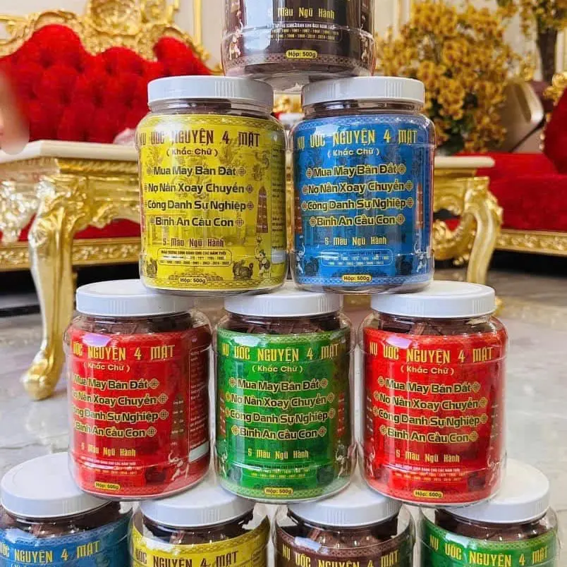 NỤ ƯỚC NGUYỆN 4 MẶT khắc chữ - 1 HỘP 500g có 30 NỤ - Tặng kèm Văn Khấn trên mỗi hộp