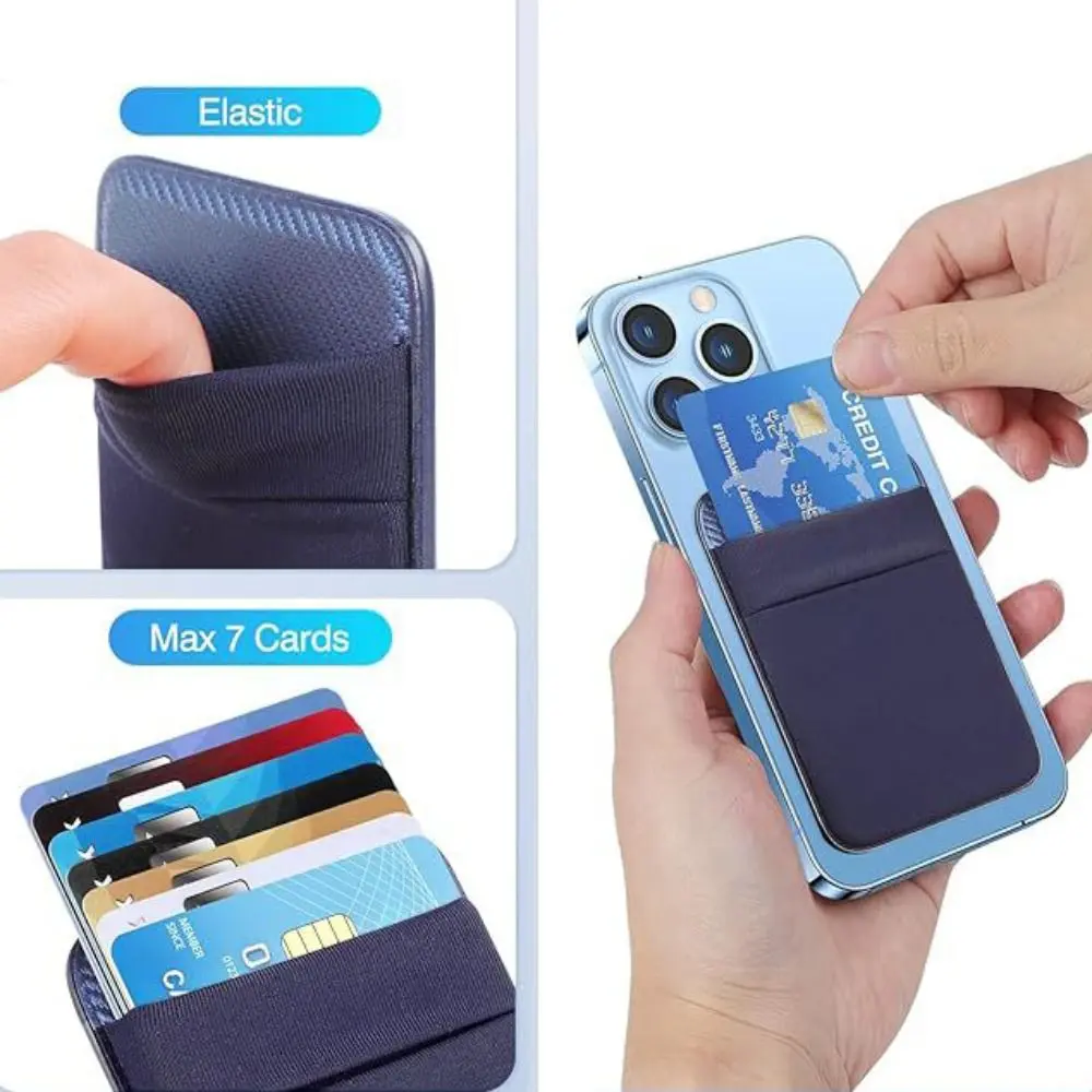 High Quality For Magsafe Wallet Magnet Phone Card Bag Double Layer Elastic Lycra Wallet Case Safety Anti-theft Card Wallet Holder for iPhone/Samsung Galaxy Universal