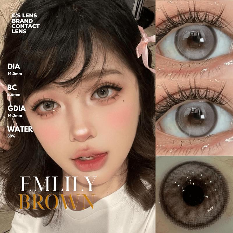 Kính áp tròng Gtrendy EMILY BROWN nâu trà tự nhiên douyin lens cận 6 tháng G.DIA 14.3mm có độ 0-8 Nội Địa