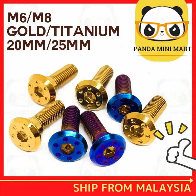 DISC BRAKE PLATE SCREW M8 UNIVERSAL FRONT REAR GOLD TITANIUM SKRU 304 STAINLESS STEEL Y15ZR Y125Z  LC135 RS150 FZ150 SRL