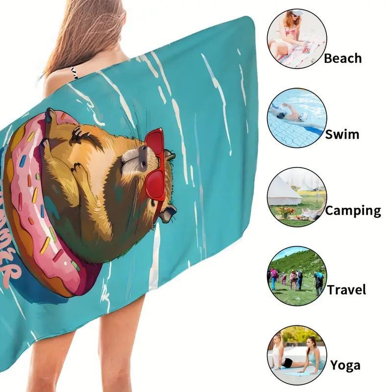 Donut Pattern Beach Towel, Creative Pattern Lightweight Beach Towel, Soft Water Absorbent Towel for Camping Yoga Travel Swimming 3