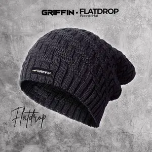 Topi Kupluk Pria Dewasa Rajut Keren Musim Dingin Polos Flatdrop