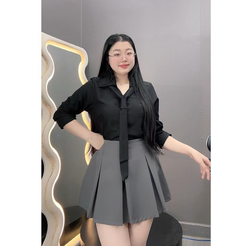  Set Áo Sơ Mi Thiết Kế Mix Váy Tennis Thanh Lịch Có Quần Bảo Hộ Set Công Sơ Bigsize Thanh Lịch Mặc Đi Làm Sang Cho Nữ Chuppy  50-95Kg  