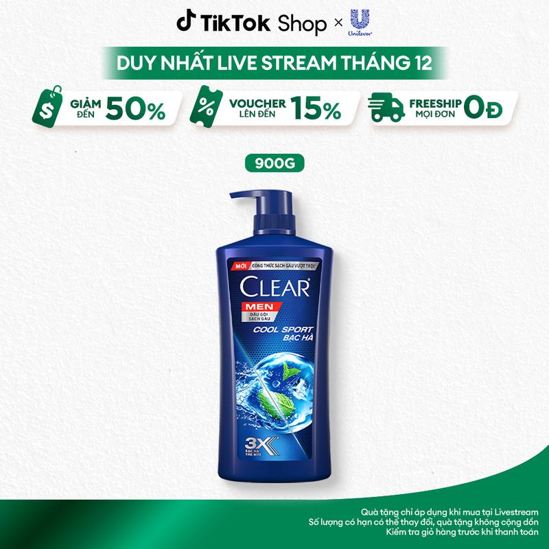 3 FS Dầu gội đầu Clear Cool Sport Hỗ Trợ Đánh bay gàu nhờn và ngứa Bạc hà Hỗ Trợ Dưỡng tóc và da đầu 900G