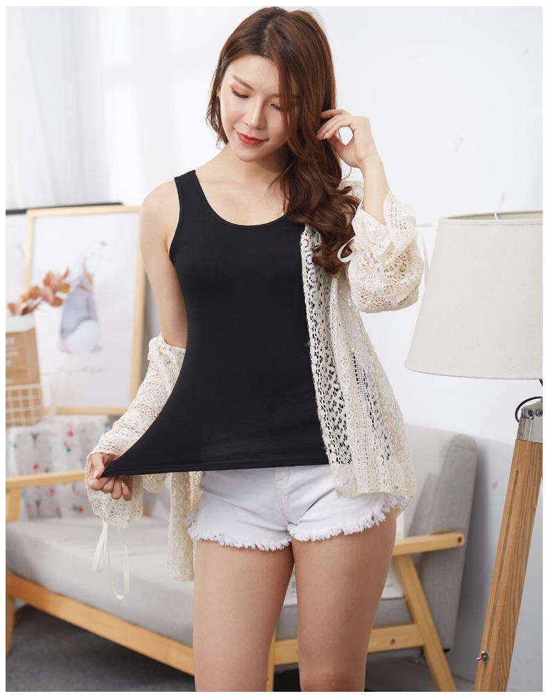 Product Introduction of Vest Women's Bottoming Shirt Spring and Summer Running Volume Solid Color Inner Wear Outer Wear plus Size round Neck All-Matching Sexy Sling Women 17