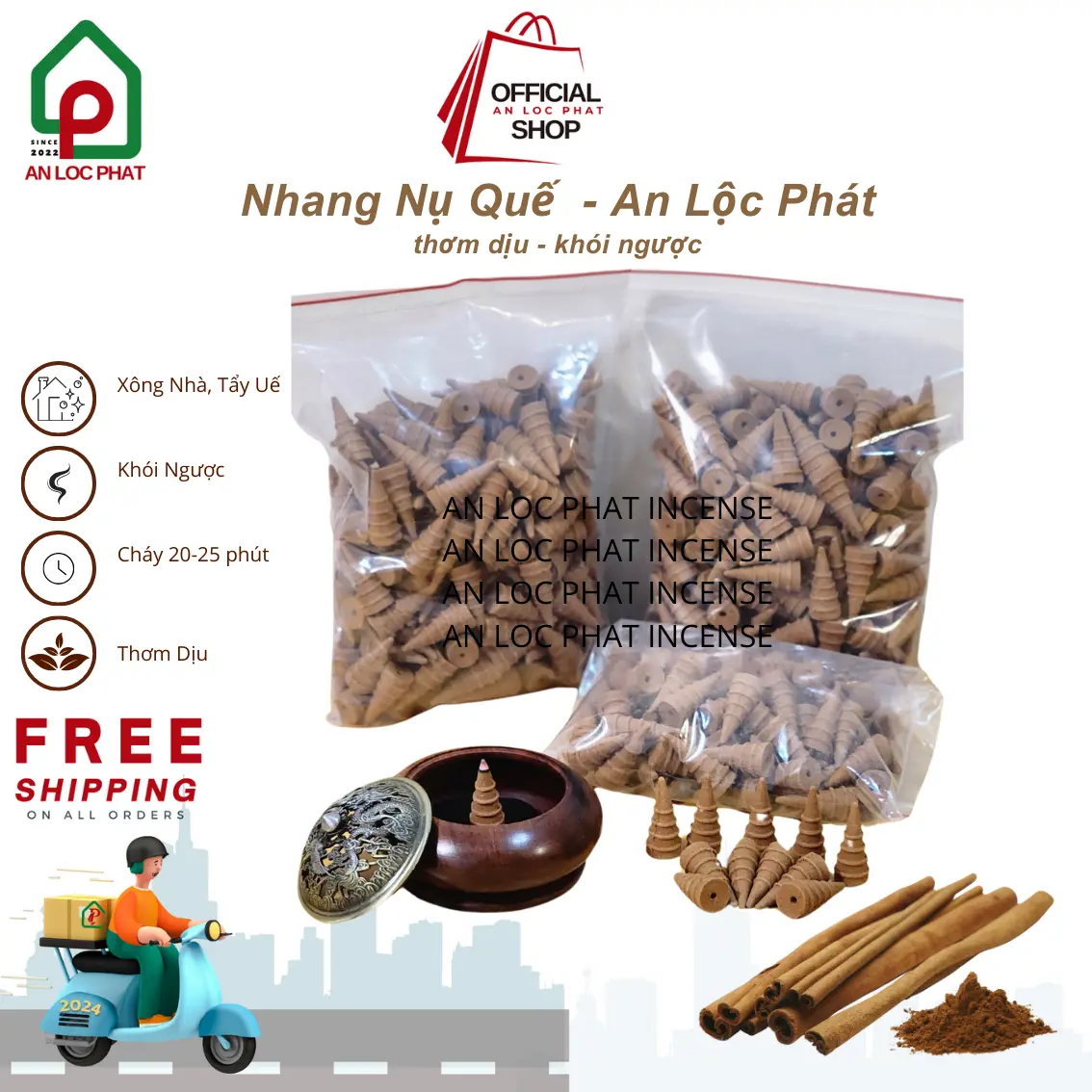 [Gói 1KG] Nhang Nụ Quế  - An Lộc Phát