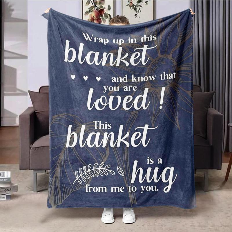 Product Introduction of Letter & Plant Pattern Blanket, 1 Count Soft Comfortable Warm Throw, Air-conditioned Room Blanket, Warm Nap Blanket for Home & Office 0