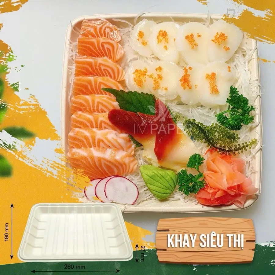 Set 50 Khay BBQ bã mía thương hiệu ImPaper Size M L