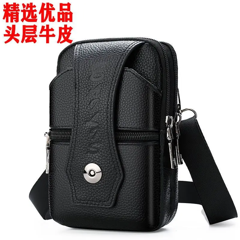 Túi Đựng Điện Thoại Di Động Túi Da Nam, Da Bò Lớp Một, Túi Đeo Hông, Túi Pannier Đeo Chéo, Đa Năng, Đai Đeo, Thích Hợp Cho Công Trường Xây Dựng Và Thể Thao Ngoài Trời, Hàng Mới Về 1
