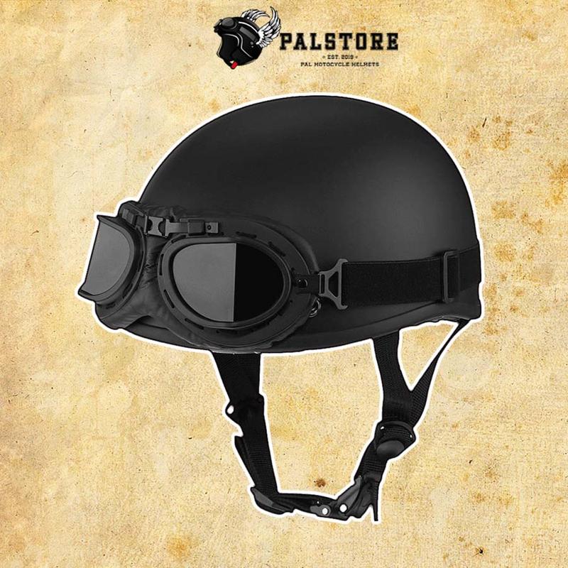 Combo mũ bảo hiểm nửa đầu phượt kèm kính phi công vintage, nón bảo hiểm phượt 1/2 đầu có kính - [Freeship]