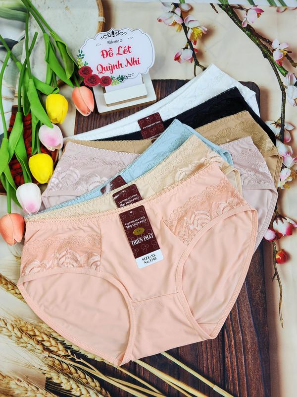 Combo 5 Và 10 Quần Lót Nữ Thun Lạnh Phối Ren Chất Mềm Mịn Thoáng Mát Thấm Hút Mồ Hôi Có 2 Size : 45 - 80 Kg [3340] Women 1