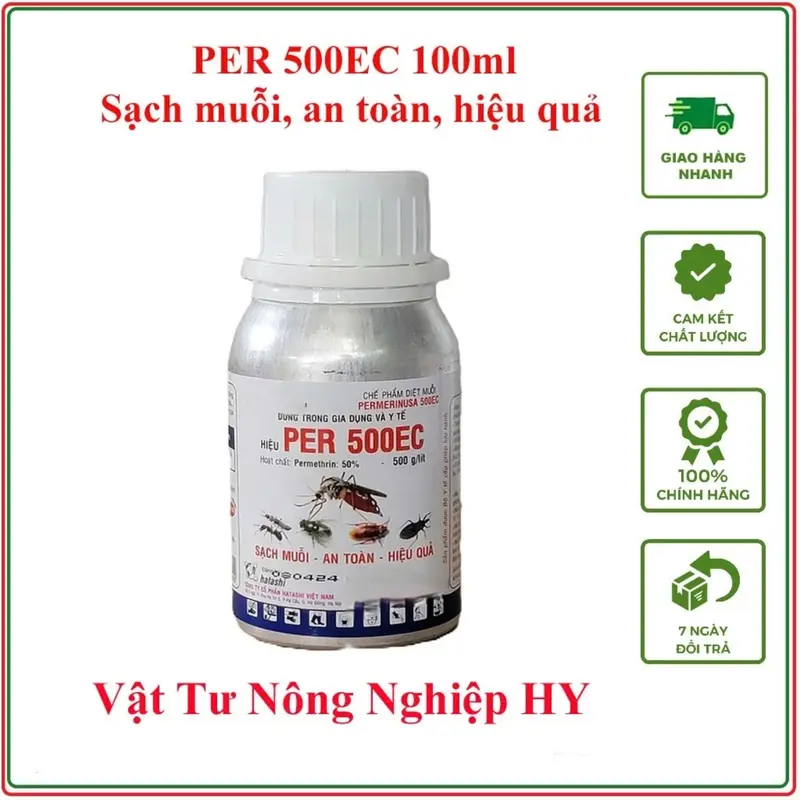 Dung dịch tẩm mùng màn , phun tường xử ly muỗi Permethrin 500EC Per chai nhôm 100ml 0