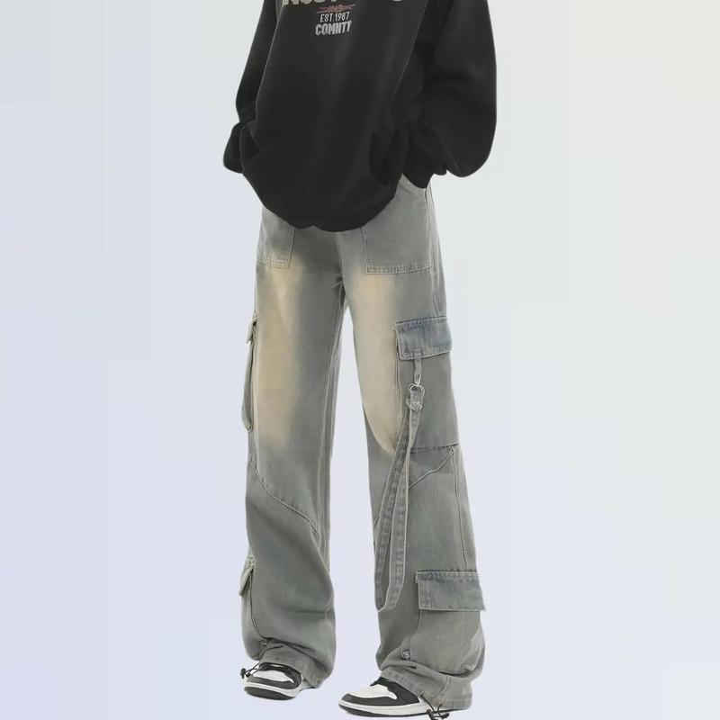 Quần baggy jean nam ống rộng túi hộp màu xám wash nhạt chất bò dãn nhẹ B23 dáng chuẩn Menswear Pants Có Túi - TCS Trùm Chuyên Sỉ