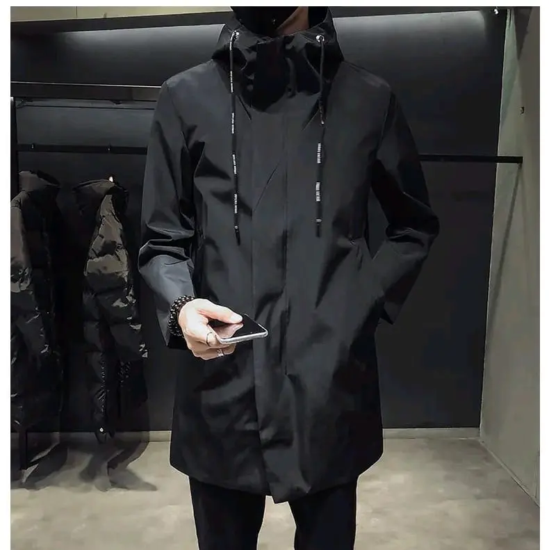 Jaket parka pria musim hujan / jaket jubah pria bertudung / jaket pria Korean style Musim dingin