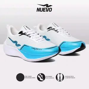 NUEVO - Sepatu Lari Pria Velocity White Blue Olahraga Running Sneakers Jogging Sport Ringan Murah