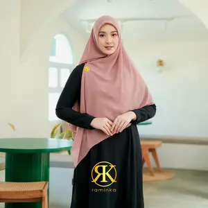 Raminka Hijab Syar'i Fatimah Zipper Khimar Kerudung Jilbab instan Jumbo Resleting Segi Empat Muslim 2 Layer Bahan Ceruty BabyDoll Ultimate