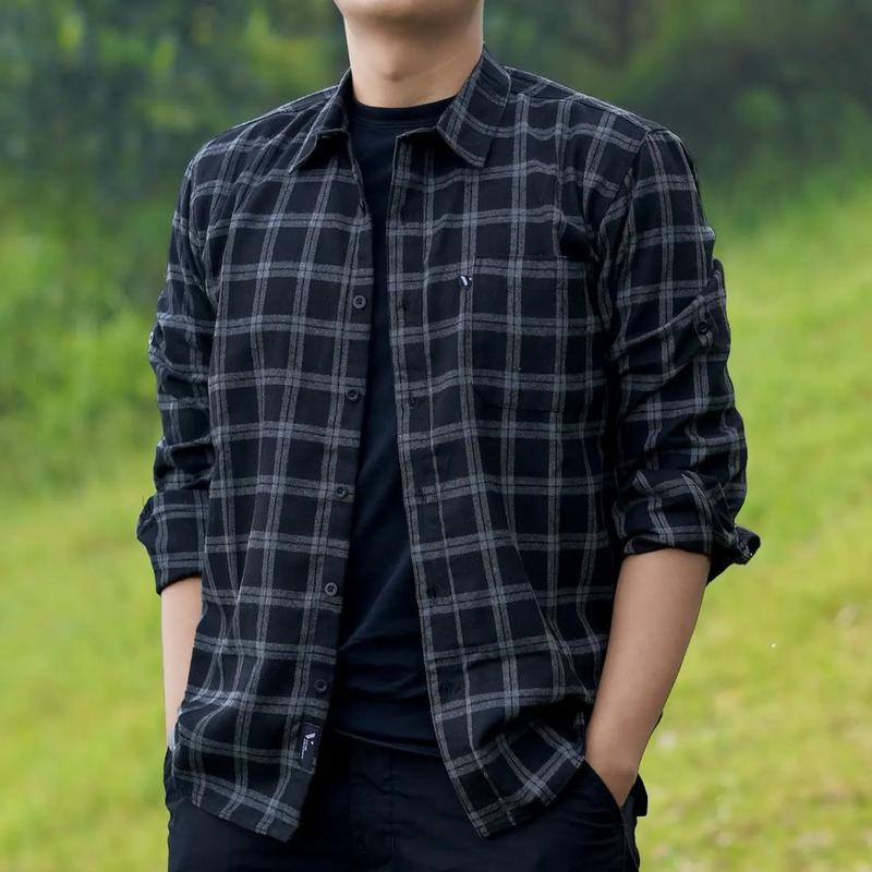 GinCo-Kemeja Flanel Kotak-kotak Pria Wanita Flannel Lengan Panjang 8