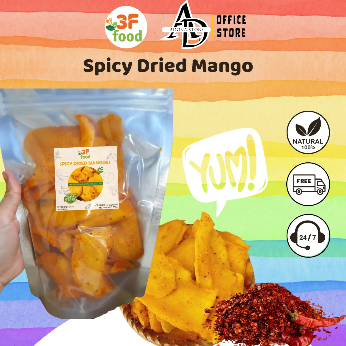 3F FOOD Mango with salt and chili, spicy and rich in flavor