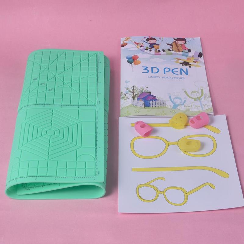 Product Introduction of 3D Printing Pen Accessories Set, 1 Set Including PLA Consumables & Silicone Pad & Silicone Finger Sleeve & 3D Copy Painting Book, 3D Printing Pen Accessories 2