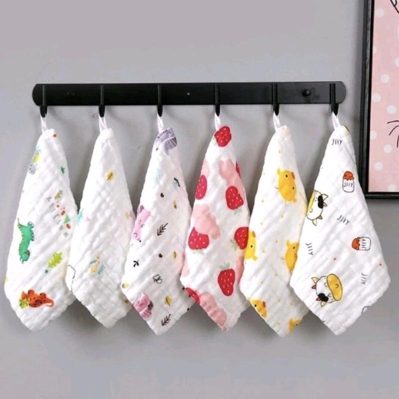 [tặng 1 hộp tăm bông] sét 5 khăn sữa xô nhăn 6 lớp bền hàng đẹp rửa mặt làm khăn yếm cho em bé Voi