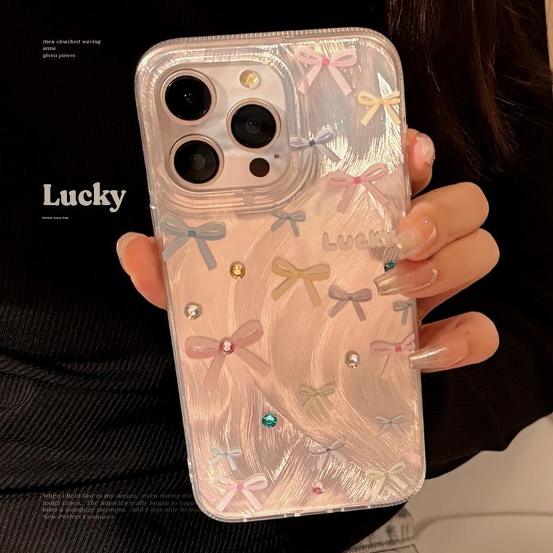 Product Introduction of Dopamine Color Bow for Apple 15 Feather Yarn Iphone13 Phone Case 12 Phone Case 16promax Protector Smartphone Protector Smartphone Cover Protective Shockproof Casing Cellphone 4