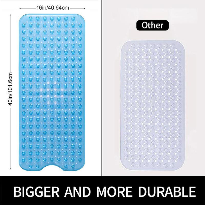 Non Slip Bathtub Mat, 1 Count Extra Long Bath Mat for Tub, Machine Washable Shower Mat with Suction Cups and Drain Holes, Bath Tub Mat for Bathroom 1